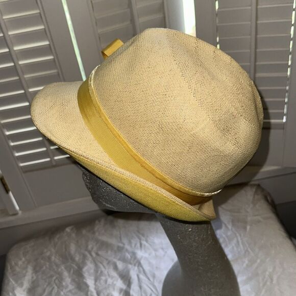 Vintage 60s Marche Brand‎ Light Yellow Cloche Hat with Bow Accent